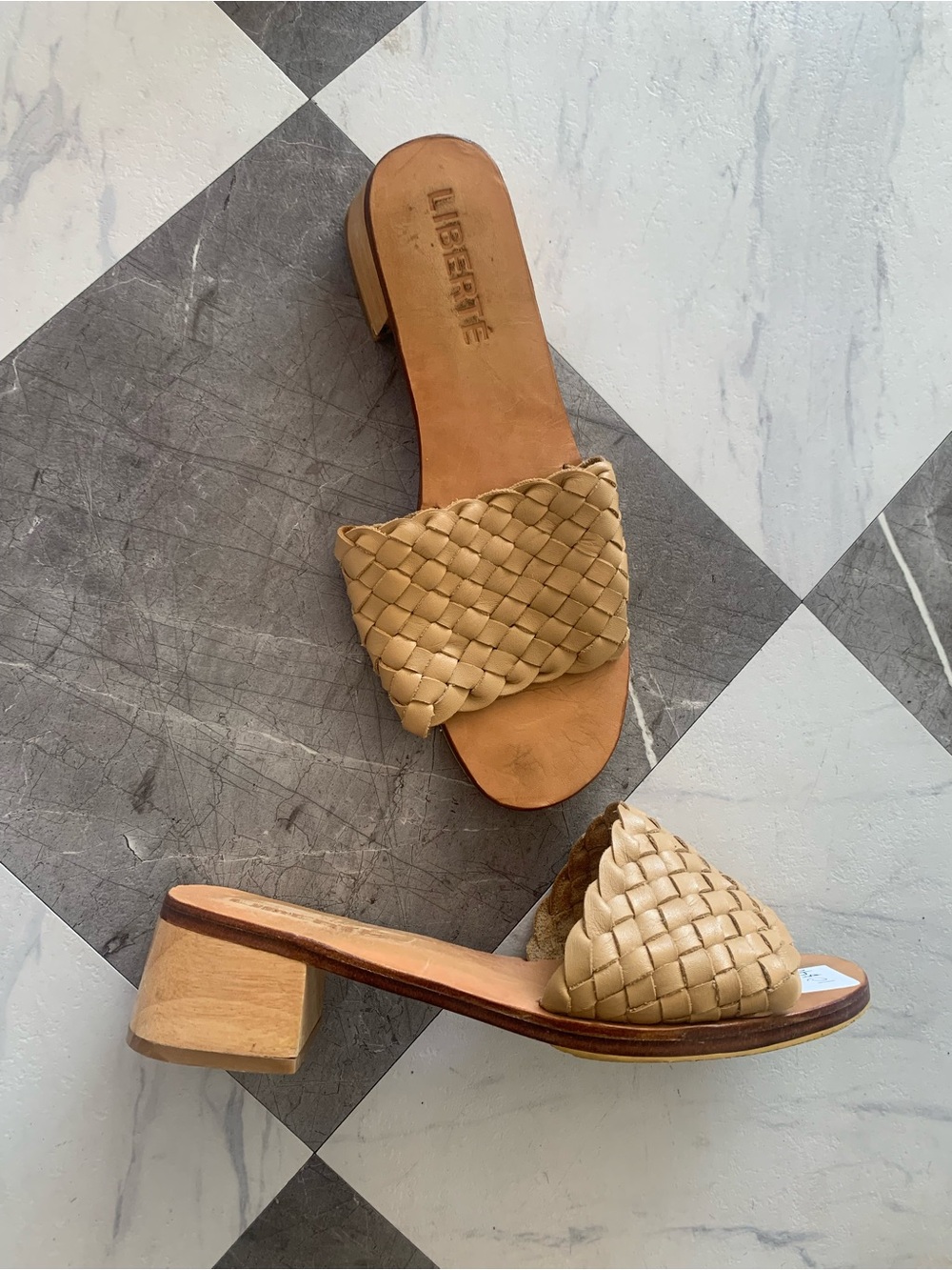 Woven Slide Mules in Tan by Liberte